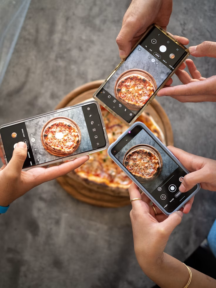 A group photo of pizza.